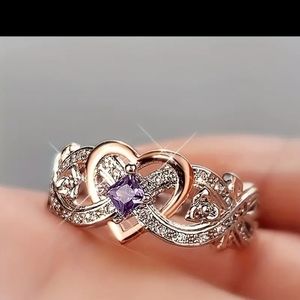 New Purple Sapphire and Zircon Ring